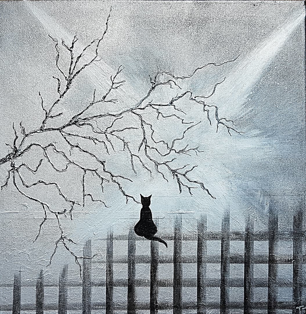 Black Cat 40x40 cm Metallic-Effekt