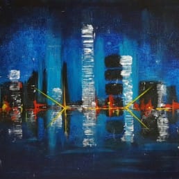 Stadt bei Nacht 50x70cm Gemaelde Bilder abstrakt