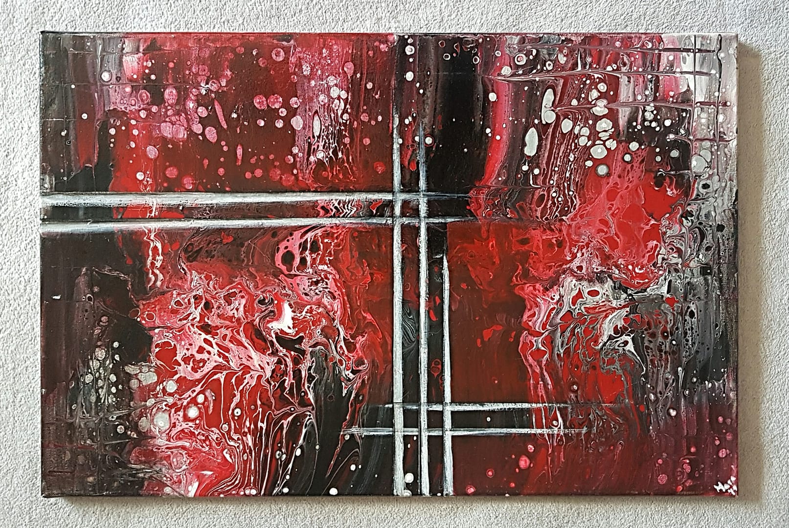 abstrakte kunst Bilder rot schwarz 40×60 fluidart bild wandbild fantasy space galaxie rot schwarz