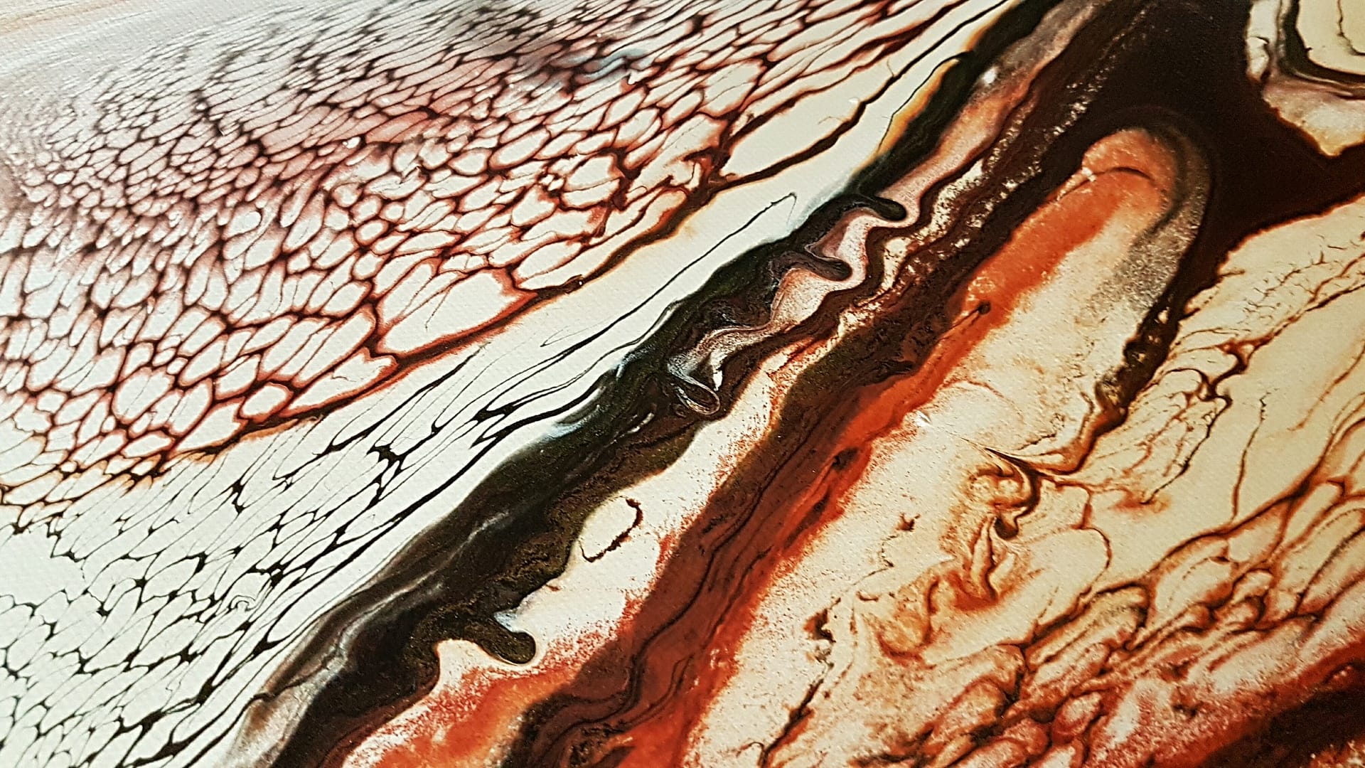 Collide Detail Bilder Gemaelde abstrakt mixed media Fluidart
