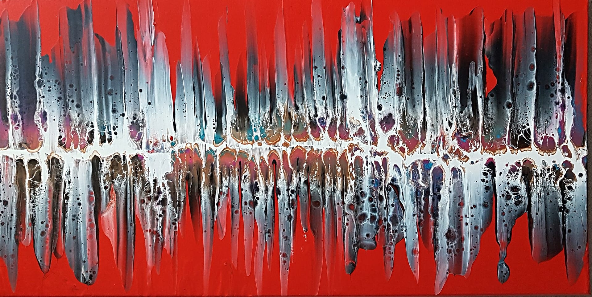 Ghost pour rot abstraktes Fluidart 50x100cm
