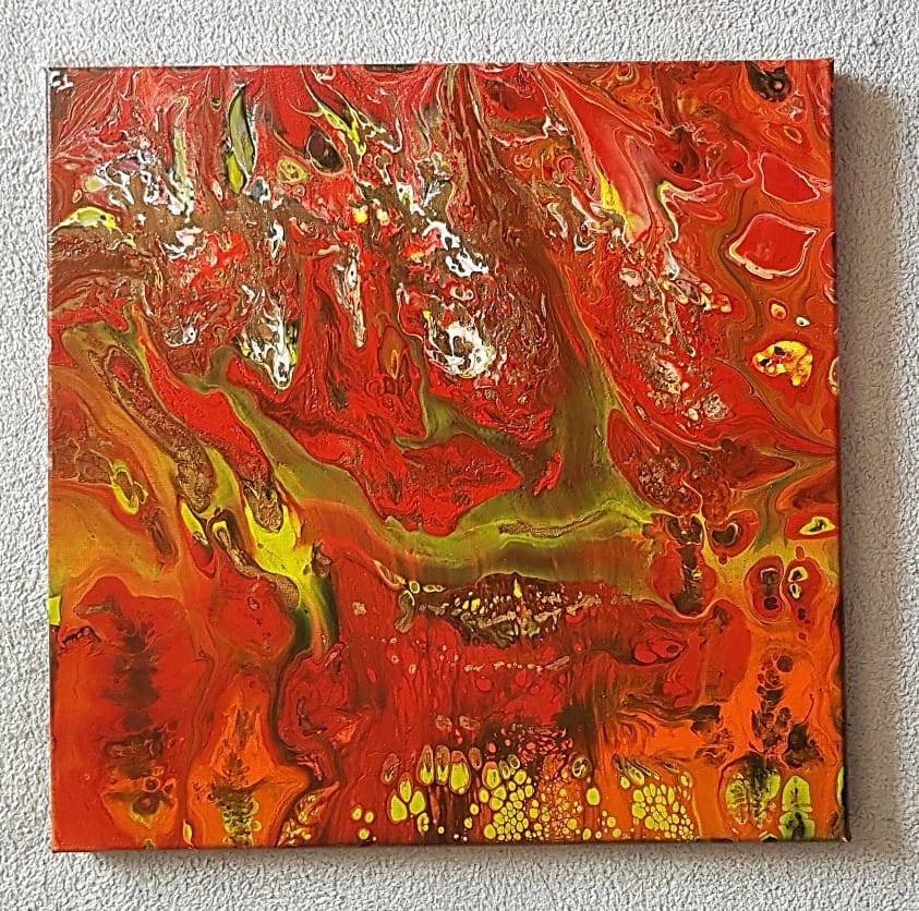 abstrakte moderne malerei kunst bilder gemälde bild acryl handsigniert orange gelb wandbild
