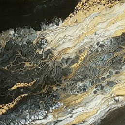 Golden Space 2.0 70x90cm Original Bilder Gemälde Fluidart